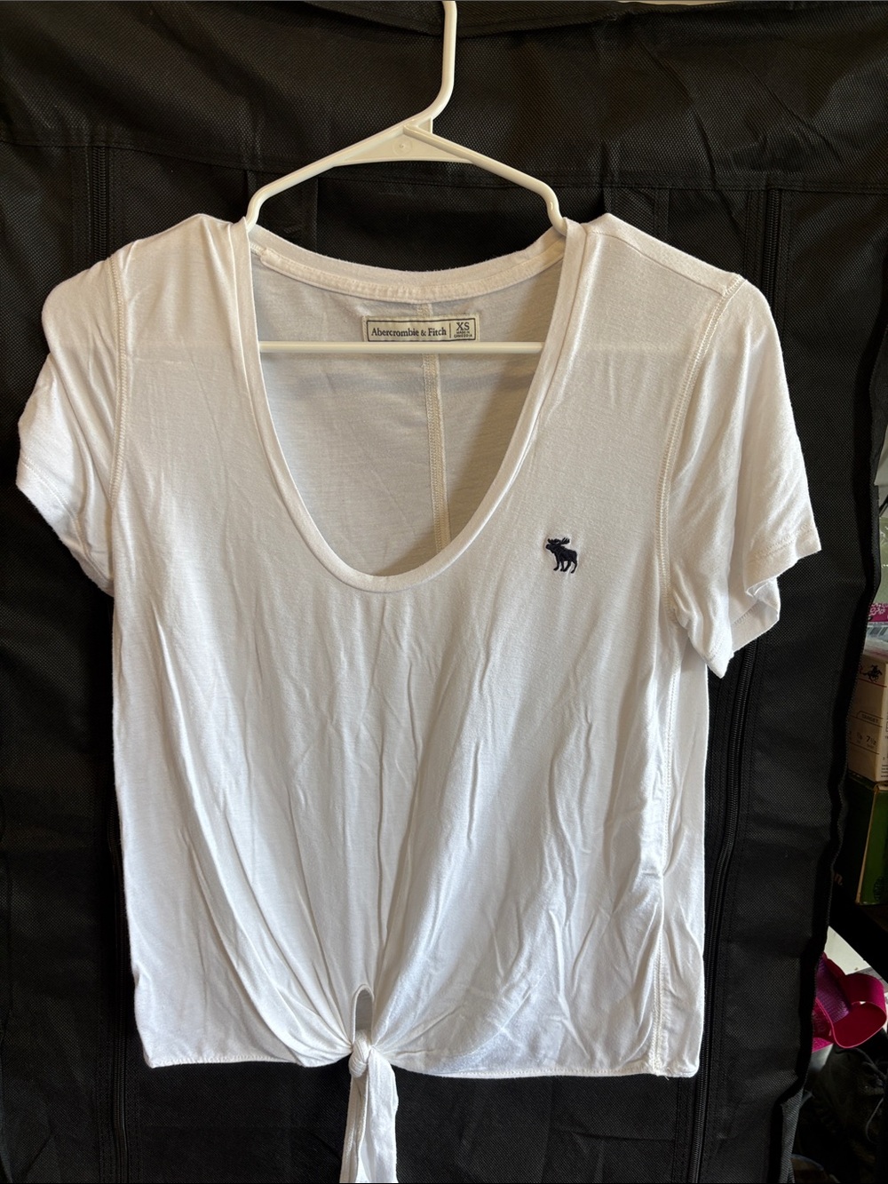 Abercrombie & Fitch White Scoop Tie-Front Short Sleeve Tee